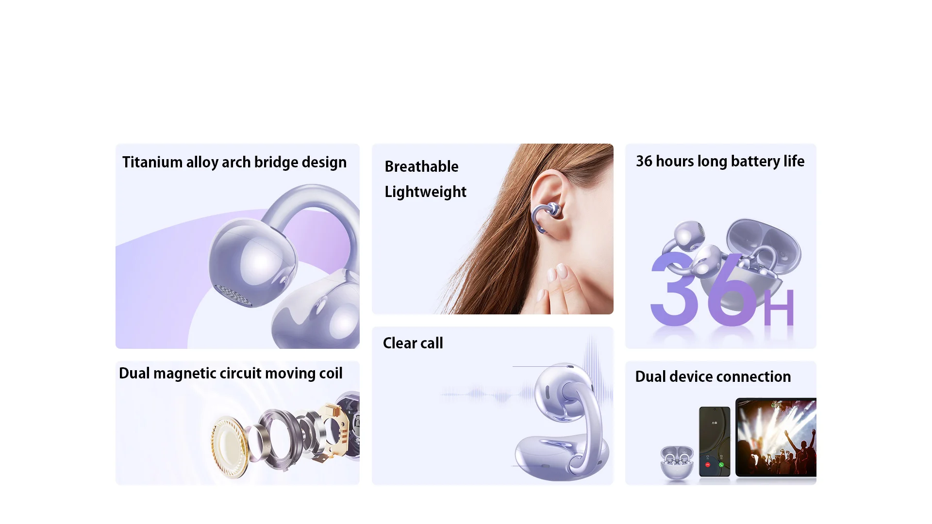 Original Honor LCHSE ear clip TWS Bluetooth headset spatial surround sound AAC SBC AI call noise reduction IP54 waterproof