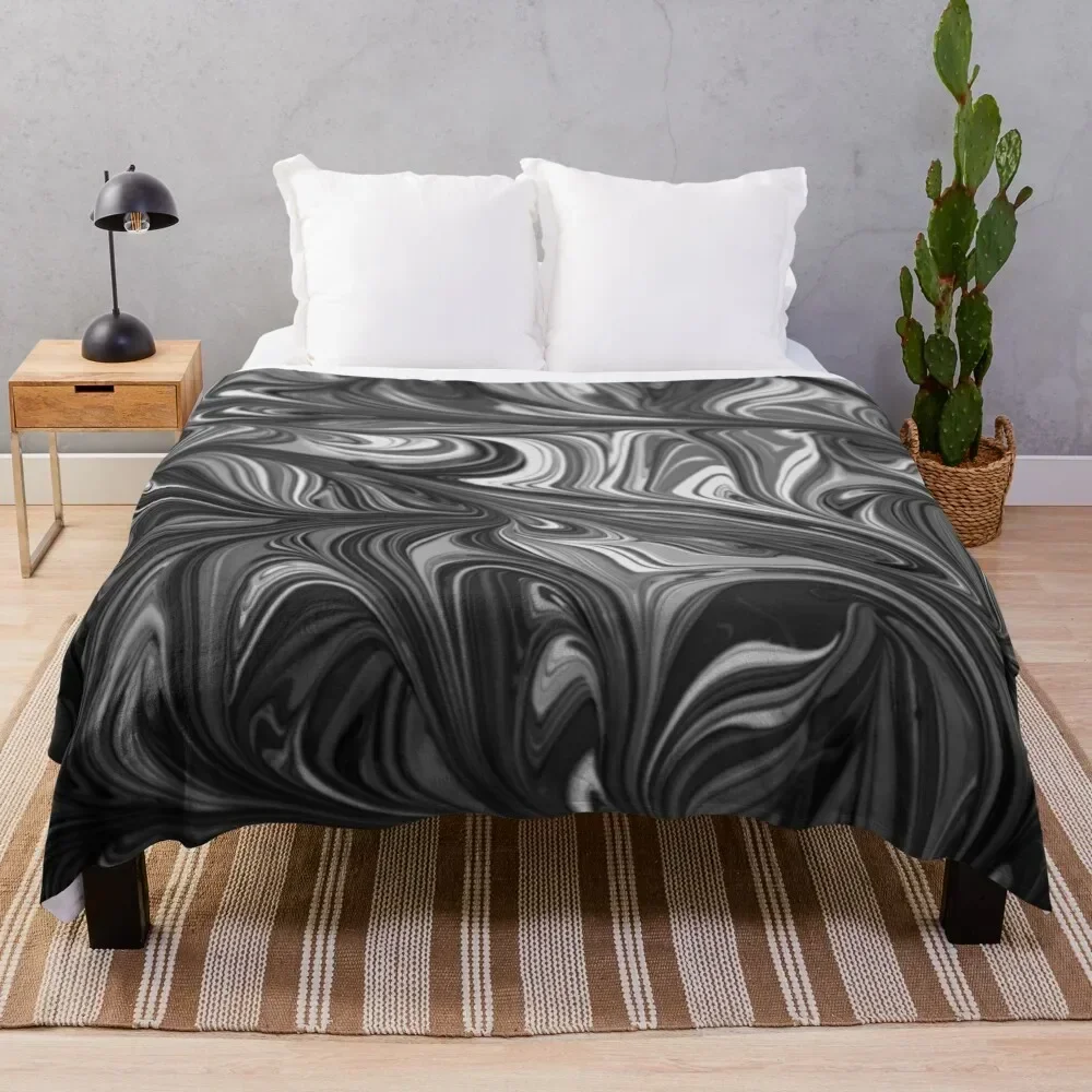 

Modern Black And White Abstract Paint Pattern Throw Blanket Plush Fuzzy Cozy Blanket for Couch Sofa