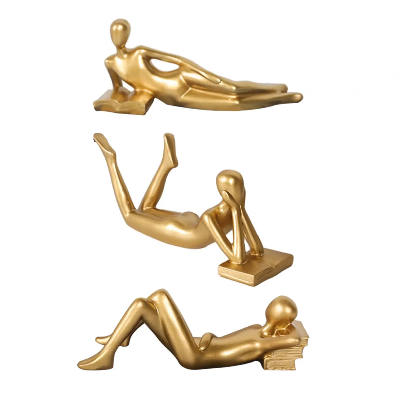 Resin Thinker Statue Golden Decoration Desk Europe Tabletop Creative Ornament Figurine for Living Room Shelf Office Home Cafe