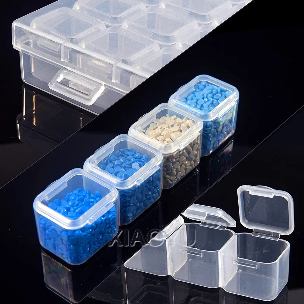 28/56 Slot Transparent Plastic Storage Box Diamond Painting Accessories Tool Nail Rhinestone Bead Storage Box jewelry organizer