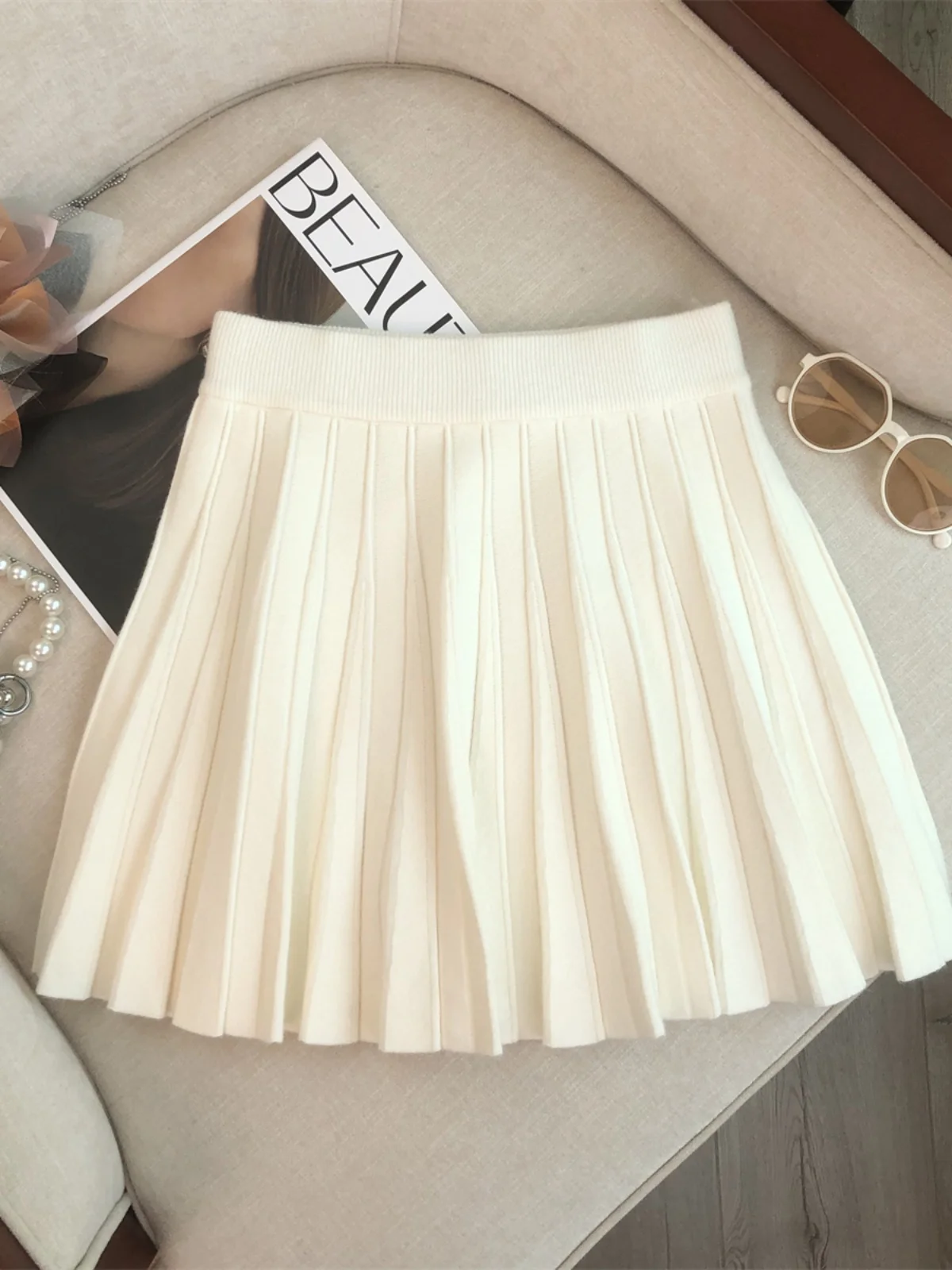 

Emily Clud Recommended Knitted A-Line Skirt Women's Autumn Winter Elastic Waist f-length Skirts for plus Size Ladies