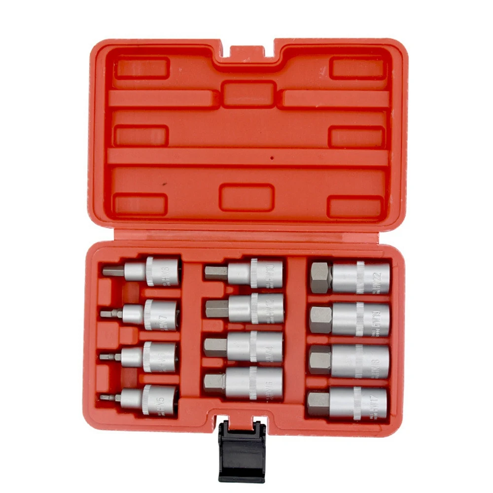 12 Stuks 1/2 Inch Drive Impact Hex Bit Socket Set H5 H6 H7 H8 H12 H14 H16 H17 H18 H19 H22 Hex Sleutel Sockets Set Hand