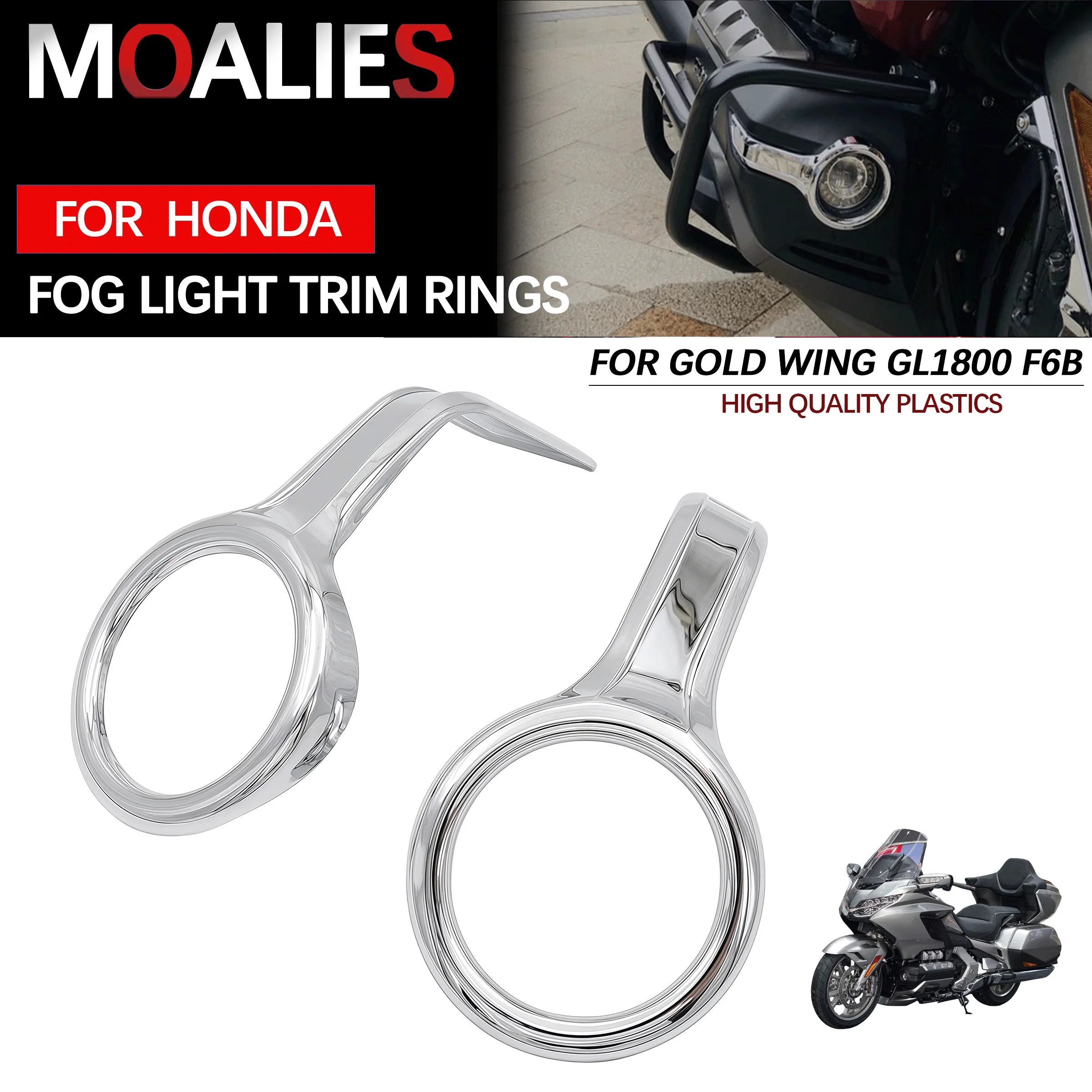 

For Honda Gold Wing GL 1800 Tour DCT GoldWing GL1800 F6B 2018-2023 Fog Light Trim Rings Decoration Cover Accessories Chrome