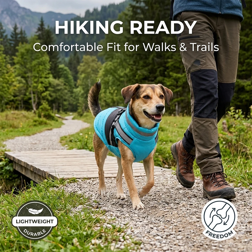 Hundemantel mit Geschirr, warme Winterkleidung für kleine und mittelgroße Hunde, wasserdichter Welpenmantel, Outfits für Chihuahua und Französische Bulldogge – Detail 10