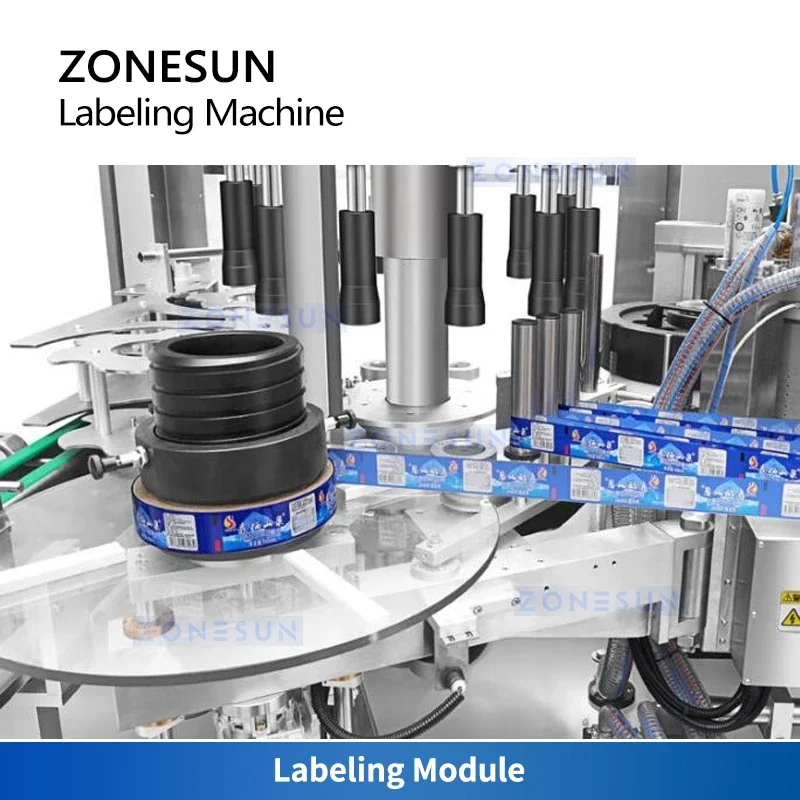 ZONESUN Automatic Hot Melt Glue Labeling Machine Star Wheel BOPP Label Cylindrical Pump Bottles Packaging ZS-CYXR12