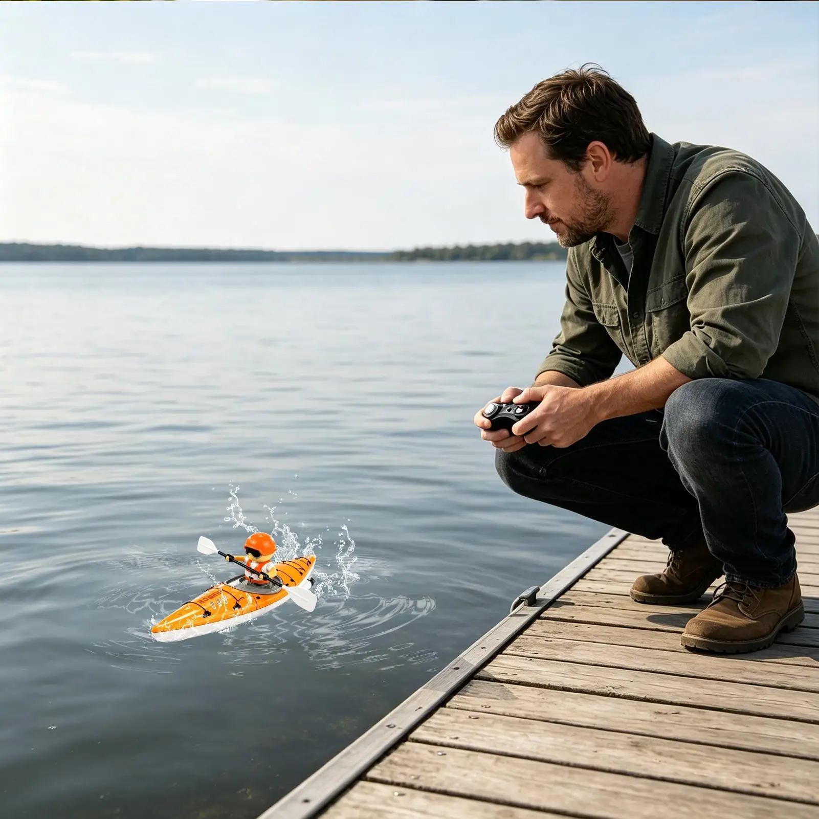 RC Boats For Kids 2.4G Electric Boat Toy With Paddling Propulsion 2.4G RC Kayak Paddling Propulsion For Kid Boy Girl Home Indoor
