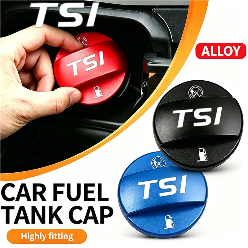 1PC Car Oil Tank Protect Cover Refuel Fuel Tank Cap Accessories for Volkswagen VW TSI Logo BORA CC GOLF PASSAT Polo SR32 TOURAN