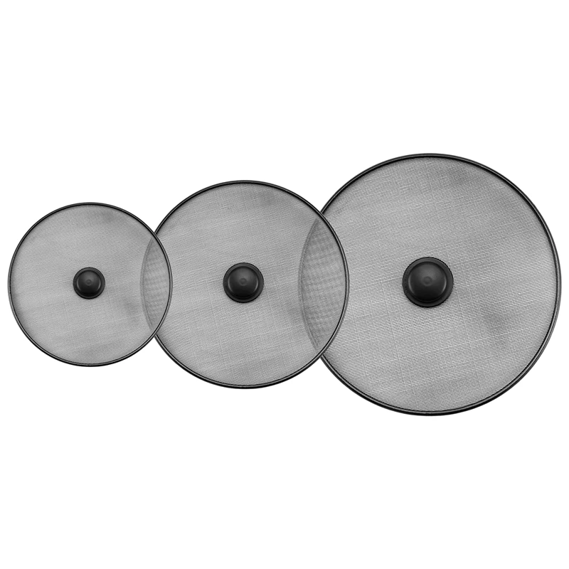 3Pcs Kitchen Splash Guard Splatter Screens Frying Pan Splatter Guard Grease Splatter Screen Mesh Oil Proof Pot Lid