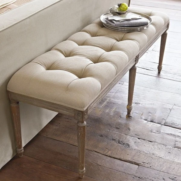 American solid wood bedside stool oak bedroom furniture foyer fabric old pull button shoe change stool bench storage