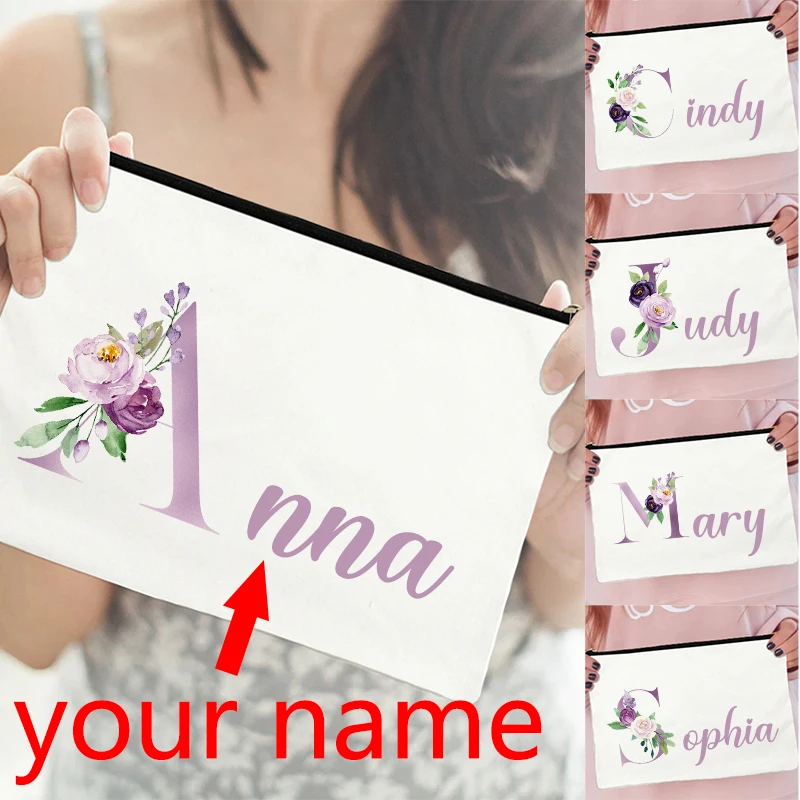 Neceser personalizado con nombre inicial para dama de honor, bolsa de maquillaje, bolsa de cosméticos, regalos de cumpleaños, bolsa de aseo de lujo