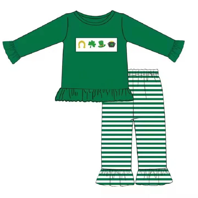 

St. Parker's collection Green plaid cute print Boys Girls long sleeve suit baby onesie Siblings suit