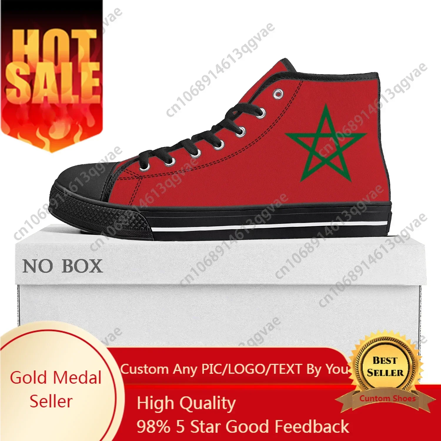 

Moroccan Flag High Top Sneakers Mens Womens Canvas Sneaker Morocco Casual Couple Shoes Custom Shoe