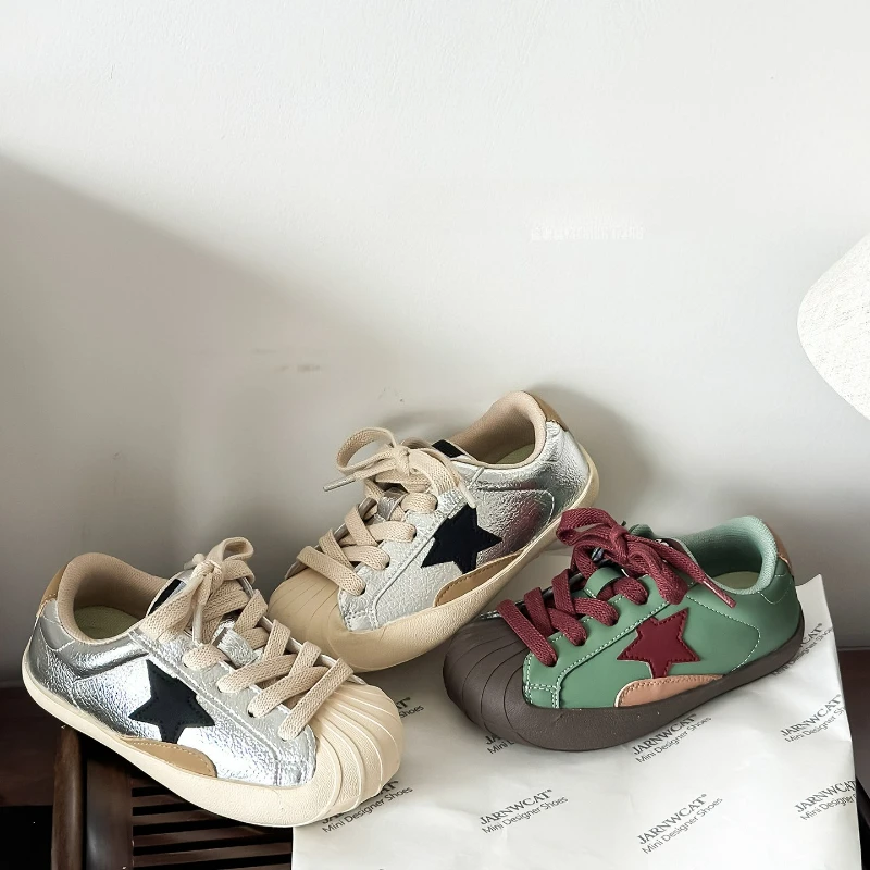 2026 New Autumn Children Shoes Leather Breathe Kids Casual Shoes Star Non Slip Comfortable Fashion Toddler Girls Boys Sneakers