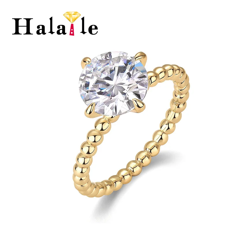 Halaile D اللون 3CT مويسانيتي S925 فضة خاتم سوليتير مع GRA غرامة مجوهرات المرأة المشاركة الزفاف هدية الزفاف