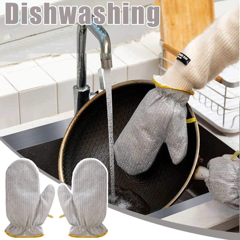 

Rust Removal Cleaning Gloves Kitchen Insulation Gloves Steel Wire Dishwashing Cleaning Cloth Waterproof Pot Cleaning Gloves