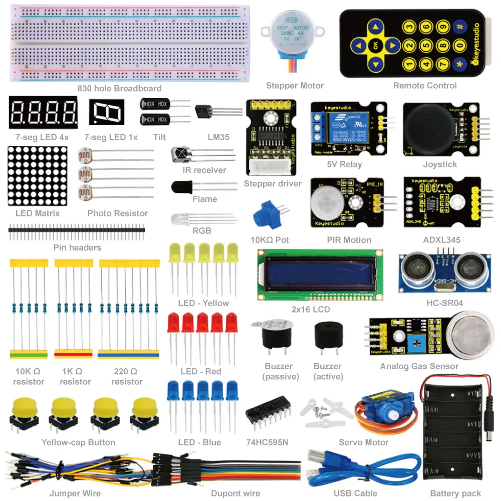 

2024 Kidsbits Keyestudio Advanced Study Kit for Arduino UNOR3 Board 28 Programming Projects Detail Tutorial+Gift Box Starter Kit