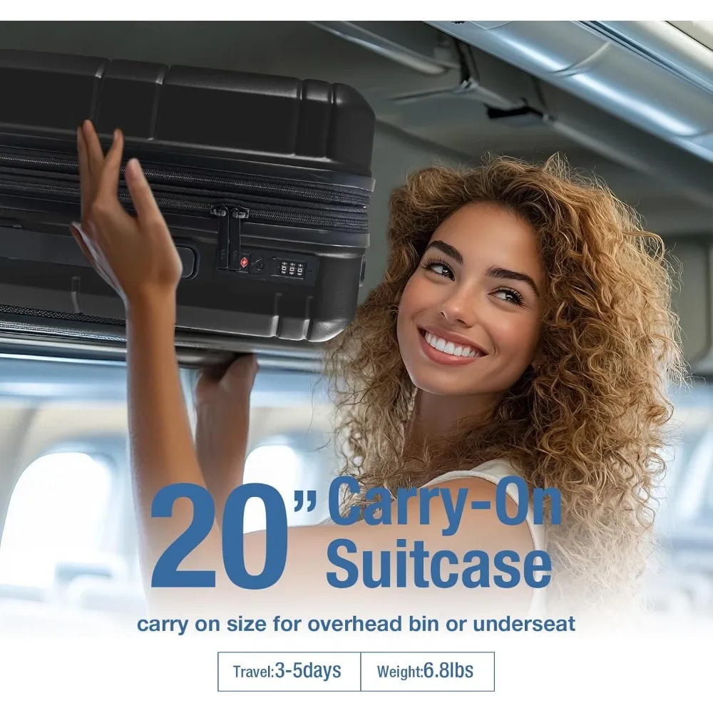 Bagaglio a mano leggero con guscio rigido approvato dalla compagnia aerea con lucchetto TSA, 22x14x9, valigia piccola con ruote da viaggio