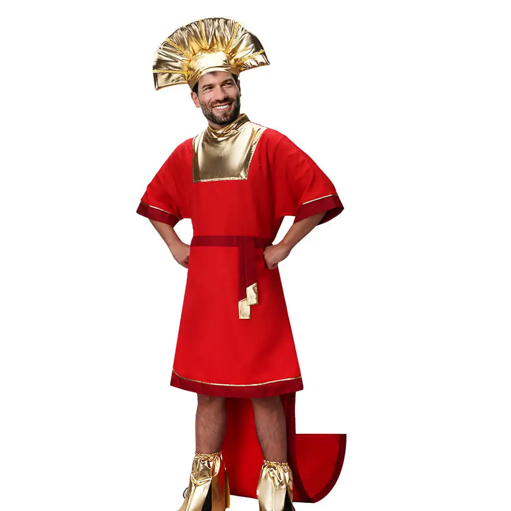 The Emperor Kuzco Cosplay Costume New Groove Halloween Theme Party Outfits Red Dress Hat Leg Covers Takerlama