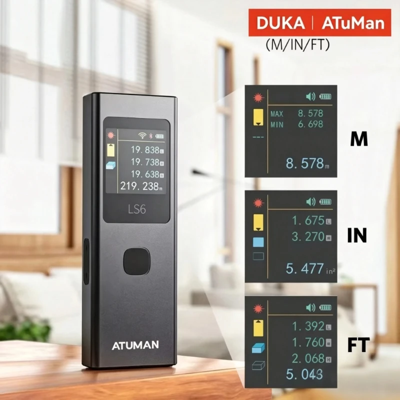 DUKA ATuMan Laser Rangefinder 40m Distance Measuring Meter Portable Measuring Tool for Home Decoration Engineering Survey LS6