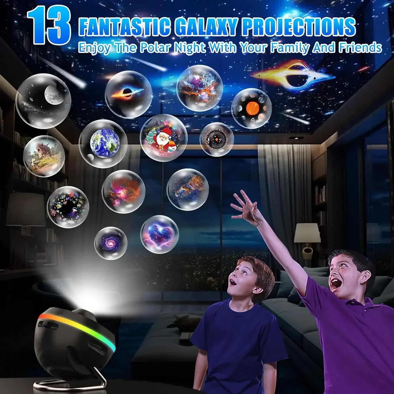 Xiaomi Galaxy Star Projector 13 in 1 HD Planetarium Starry Sky Projector RGB Kids Night Lamp For Bedroom Decor Christmas Gift