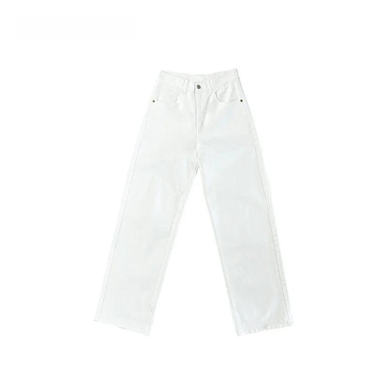 

Ordinary times High Waist Straight Leg White Jeans Casual Cotton Blend Zipper Fly Ladies Jeans Light Wa Winter Collection