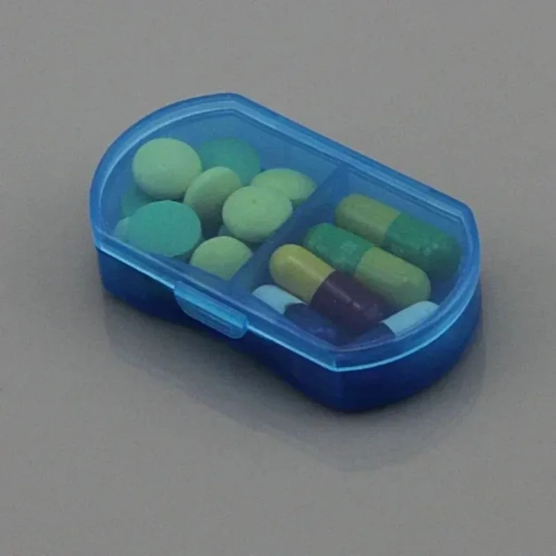 Pill Box Mini Pill Case 2 Grids Tablet Pill Organizer Case Dispenser Travel Tablet Holder Container Medicine Drug Storage Box