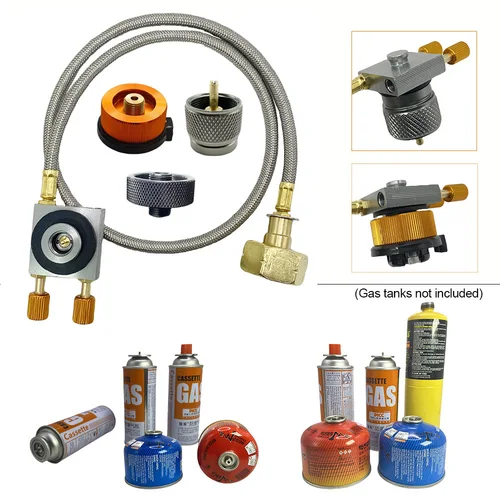 Adaptador de llenado de cilindro para exteriores europeo, adaptador de recarga de Gas, acoplador de tanque de cilindro plano de Gas con válvula de alivio de presión