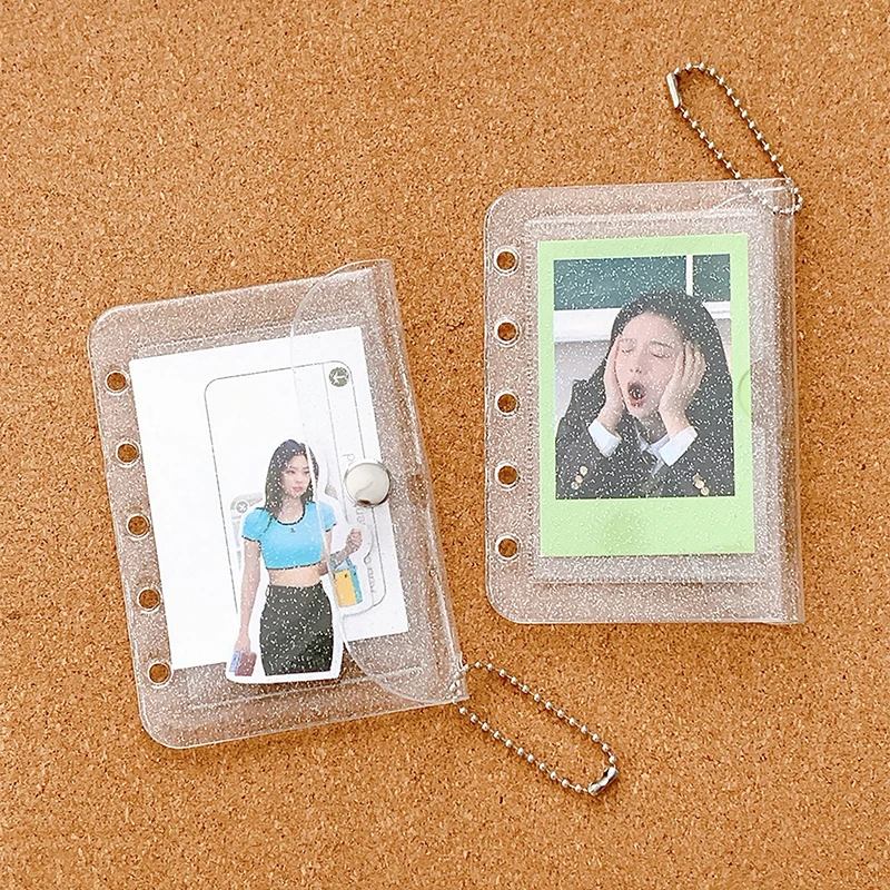 M5 Five Holes Note Book Inner Bag Loose Leaf Card Holder Case With Hanging Chain PVC Transparent Storage Bag Card Cover Sleece