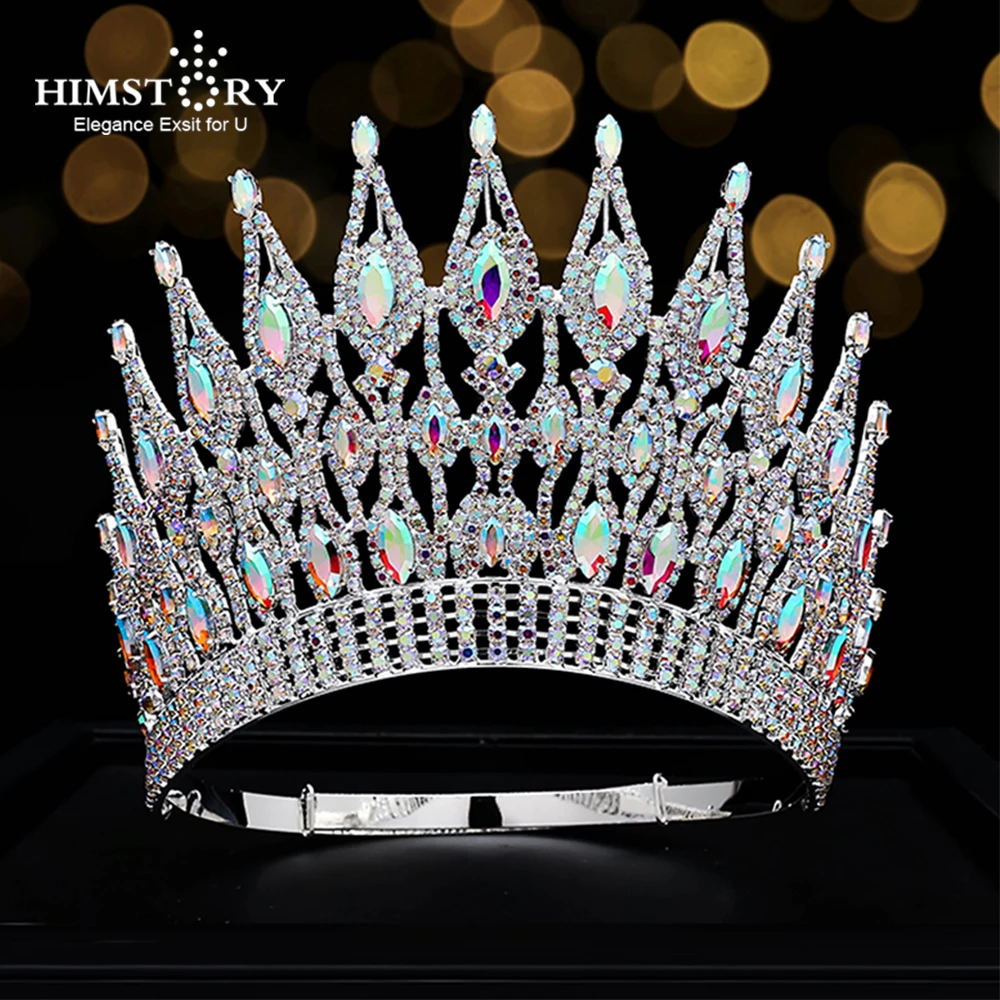 

HIMSTORY Miss Universe Wedding Crown Queen Rhinestone Tiara Party Stage Show Hair Jewelry for Pageant