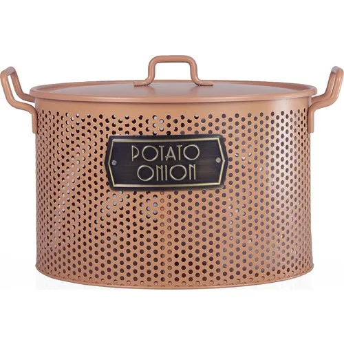 The Mia Potato Onion Bucket 2 Cups Salmon SML0010 Height 23 cm Width 38 cm Top 29 cm rusting, spotting does not