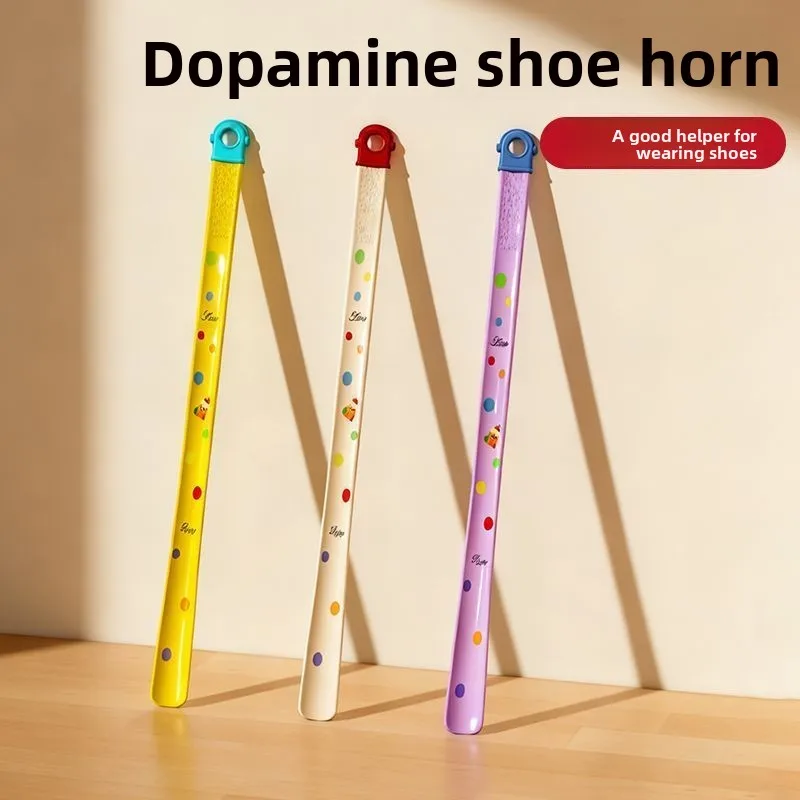 Cute Dopamine Style 63cm Long Shoe Horn Labor‑Saving Hanging Shoe Helper for Home Elderly Pregnant Women