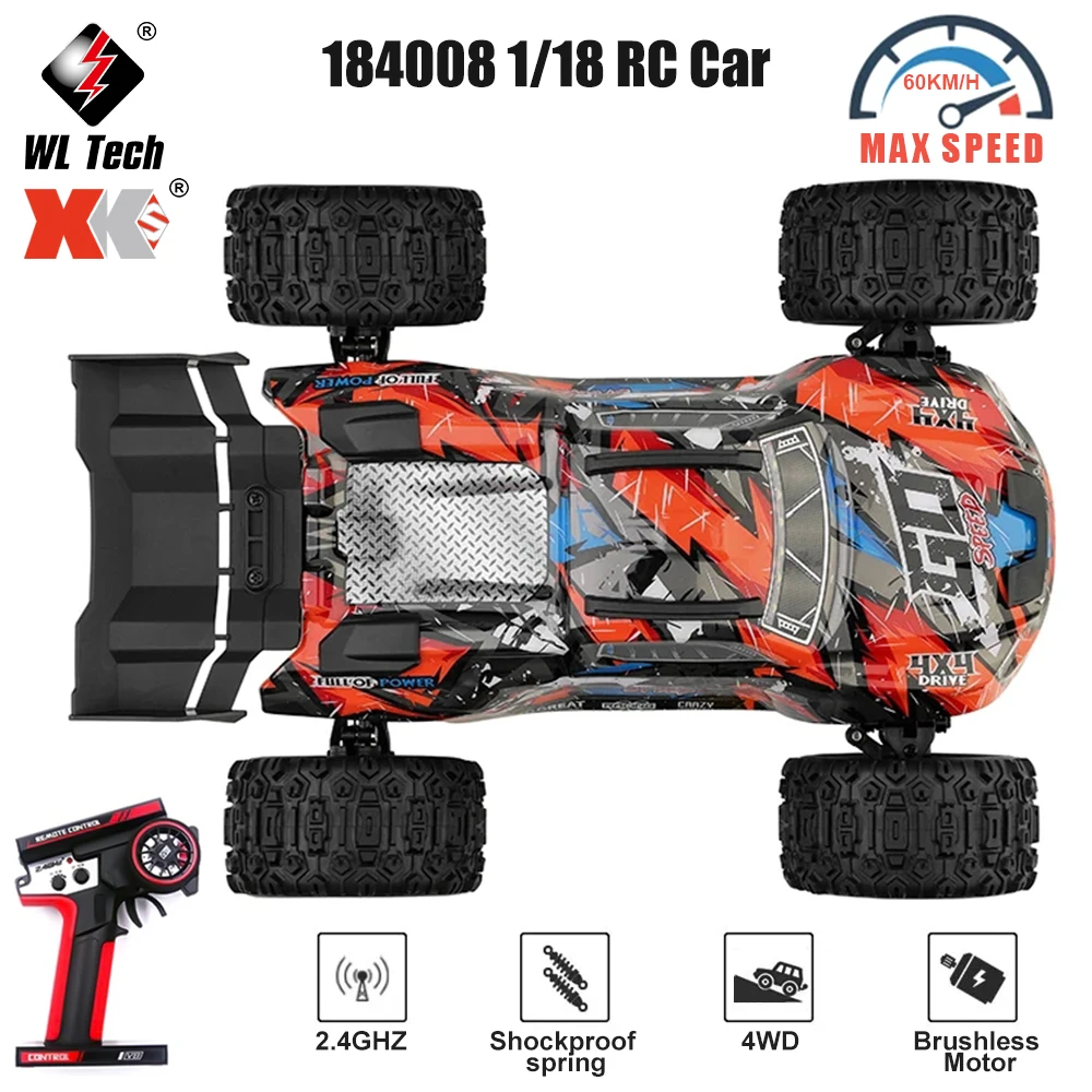 WLtoys XK 184008 RC samochód 1/18 60 KM/H 4WD bezszczotkowy zdalnie sterowanym samochodowym z lampkami LED terenowy 2.4GHz dużą prędkością Off Road