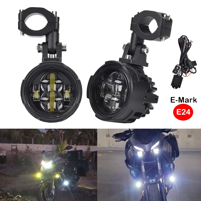 Dual Color Motorcycle LED Spotlight Headlight Fog Lights For Honda CRF1100L CRF 1100L CRF1100L LED Auxiliary Fog Lamps
