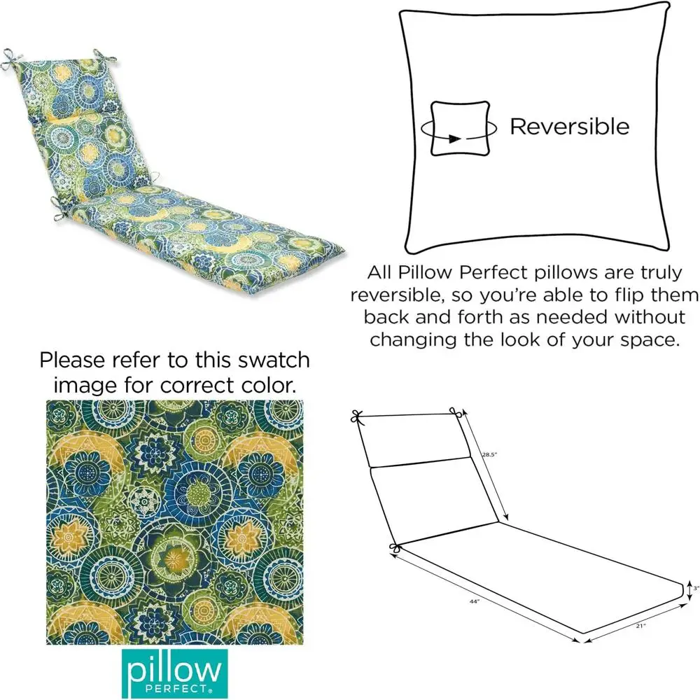 Blue Lagoon Outdoor/Indoor Chaise Lounge Cushion, 72.5 x 21