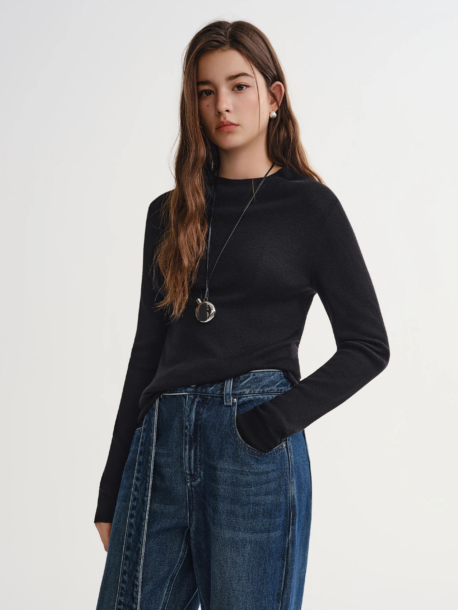 DUSHU Women's Thermal Wool Blend T-Shirt 2025 Winter Warm Long Sleeve Knitted Base Layer Top Multi-Color Casual Comfortable