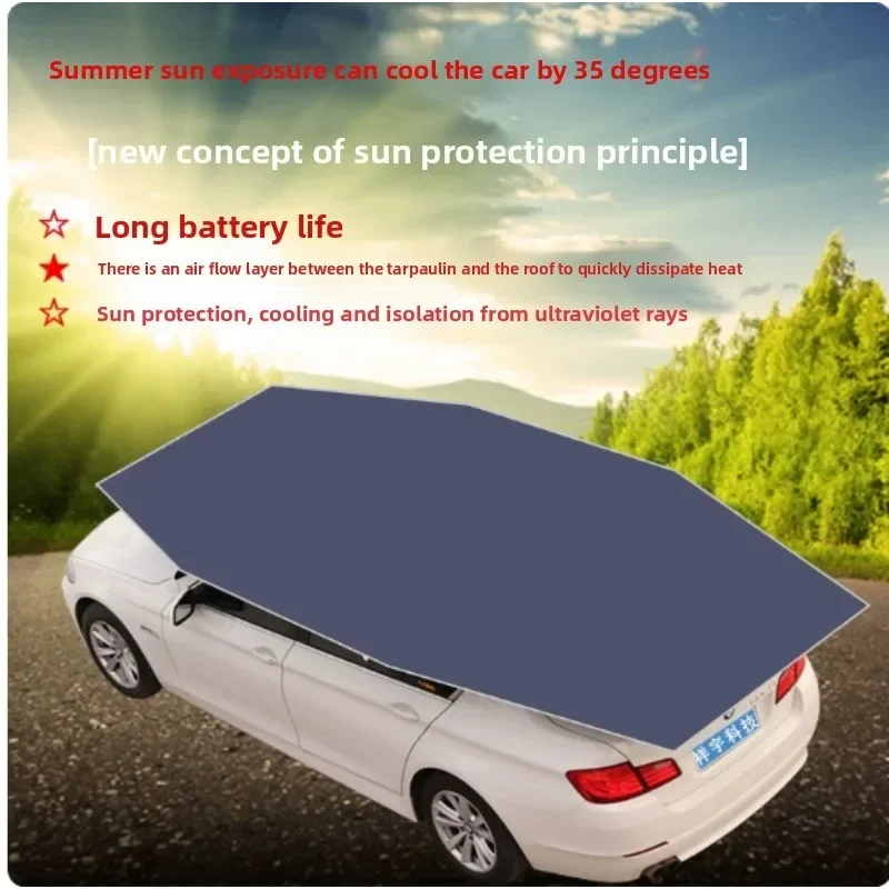 Outdoor Home Parking Shelter Auto Retractable Car Canopy Wind Resistant Thickened Fabric Folding Sun Shade