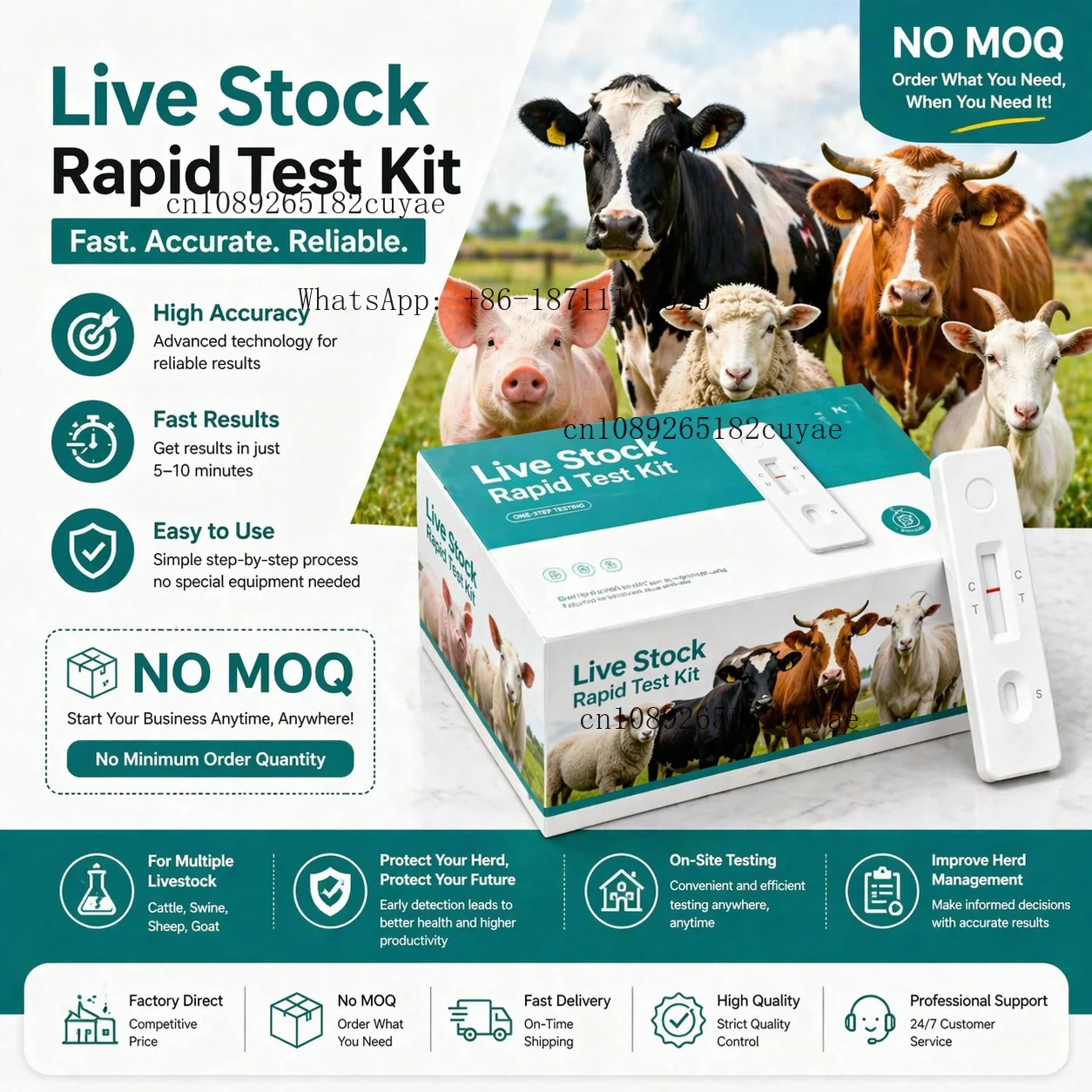 Petcare Tetracyclines Test Card for Pig/Sheep/Goat/Horse-Reusable Commercial & Home Use