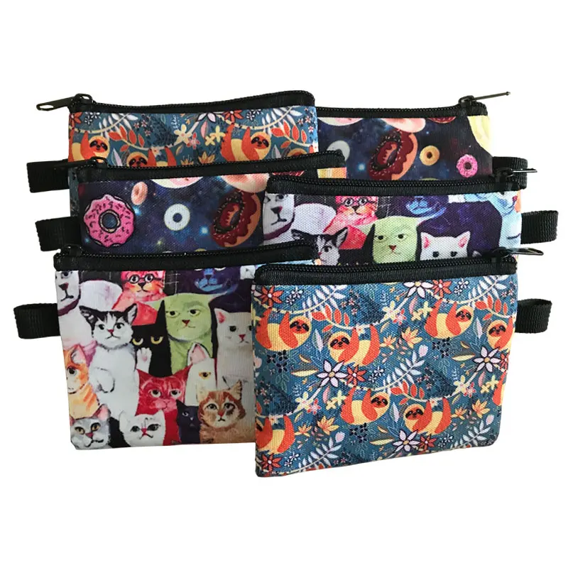 Cute Cat Print Coin Purses Mini Coin Wallet Bag Card Holder ID Credit Holder Pocket Women Girls Kids Coin Purses Cosmetic Bag F1