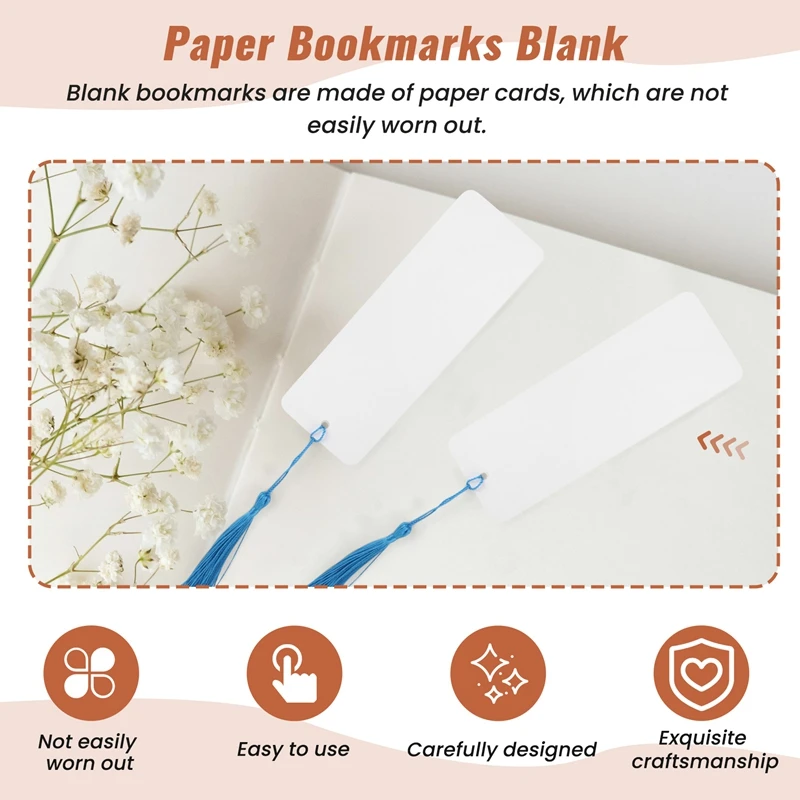 48 segnalibri di carta Segnalibri di cartoncino vuoto con nappe colorate per etichette regalo fai da te Crea il tuo segnalibro