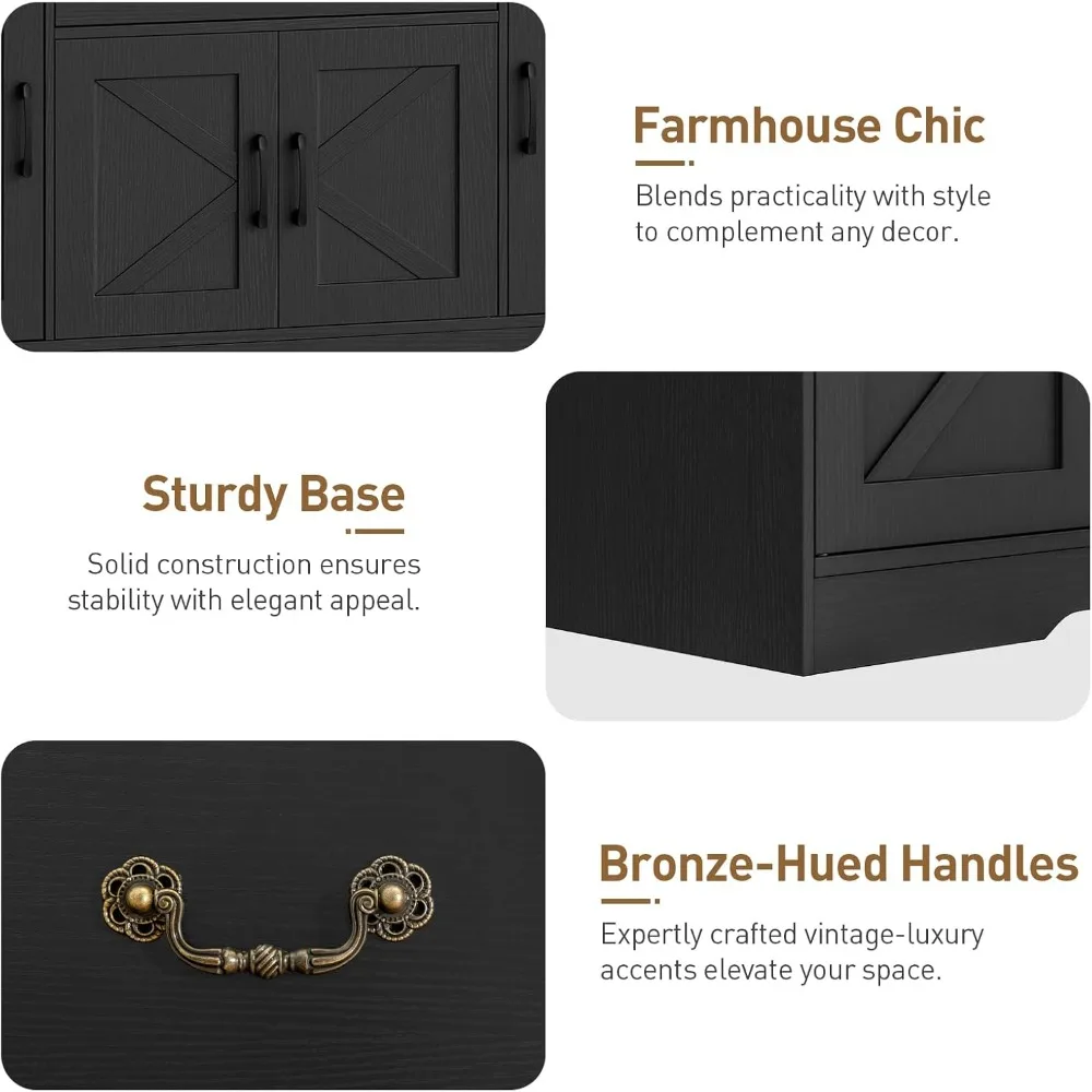 

Sideboard Buffet Cabinet, 54 Large Kitchen Storage Cabinet with Drawers, Doors and Adjustable Shelves, Farmhouse Wooden Coffee