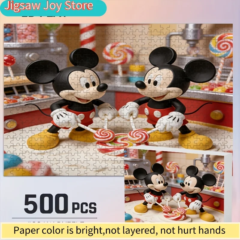 

500pcs Disney Stitch and Mickey Home Decor Print | 2D Flat Jigsaw Puzzle, Ideal for Adult Brain Teasers, Family Game Nights, B