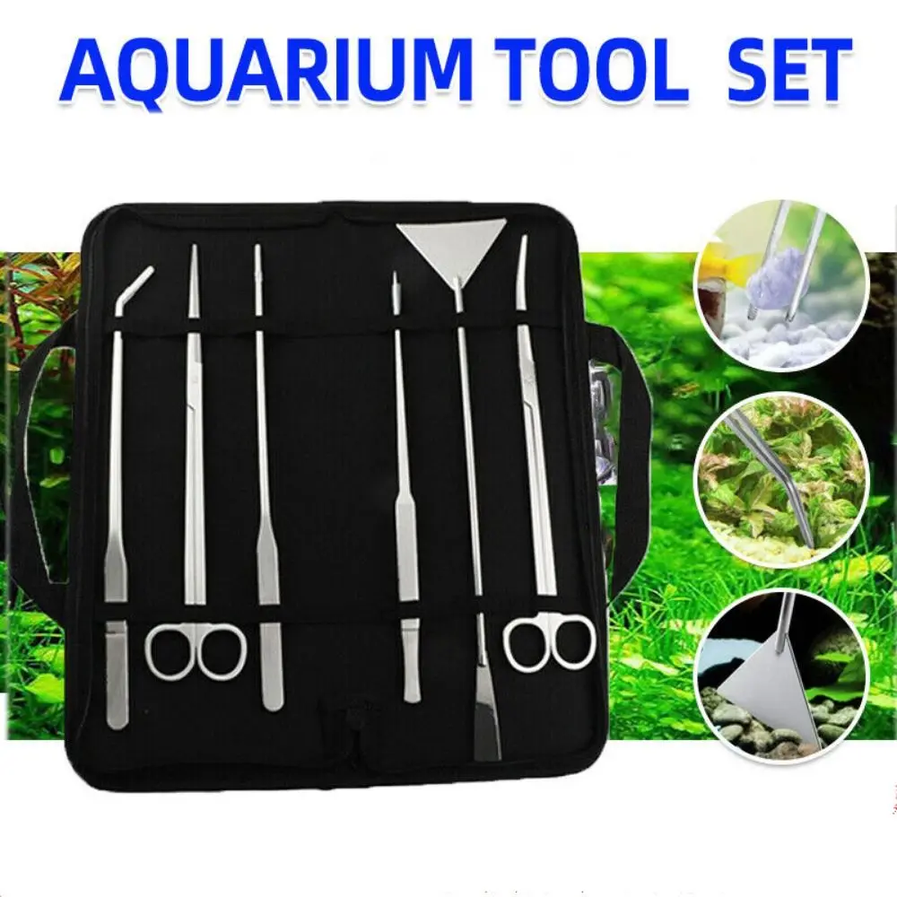 With Storage Bag Aquatic Plant Trim Tool Aquarium Tools Kit Tweezers Scissors Cleaning Tools Plants Wave Scissors