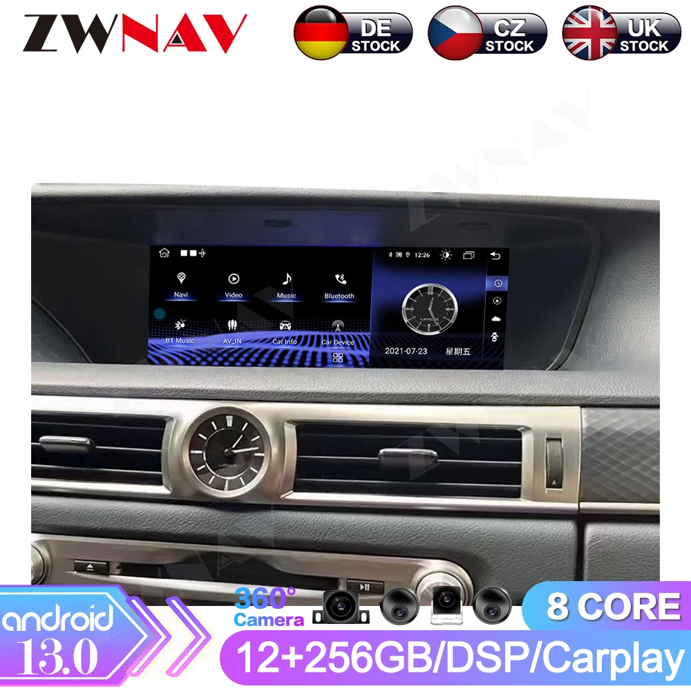 Android 13.0 Multimedia Player CarPlay Auto Stereo Car Radio GPS For Lexus GS 200 250 300 350 450 2012-2017 GPS Quanlcomm Navi