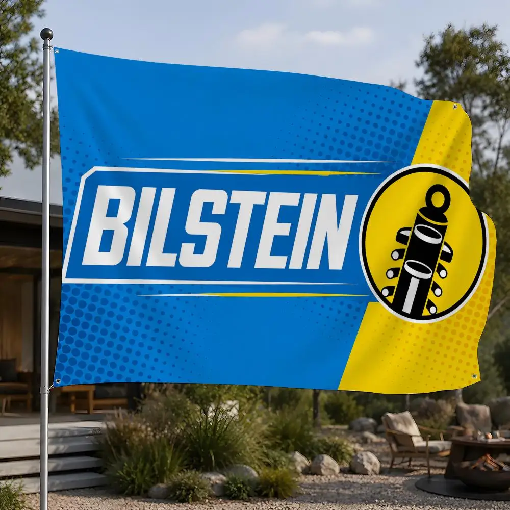 Car Brand Bilstein Flags Flags Minimalist Fabric   Outdoor Garden Banner Hanging Sign for Shop Home Decor