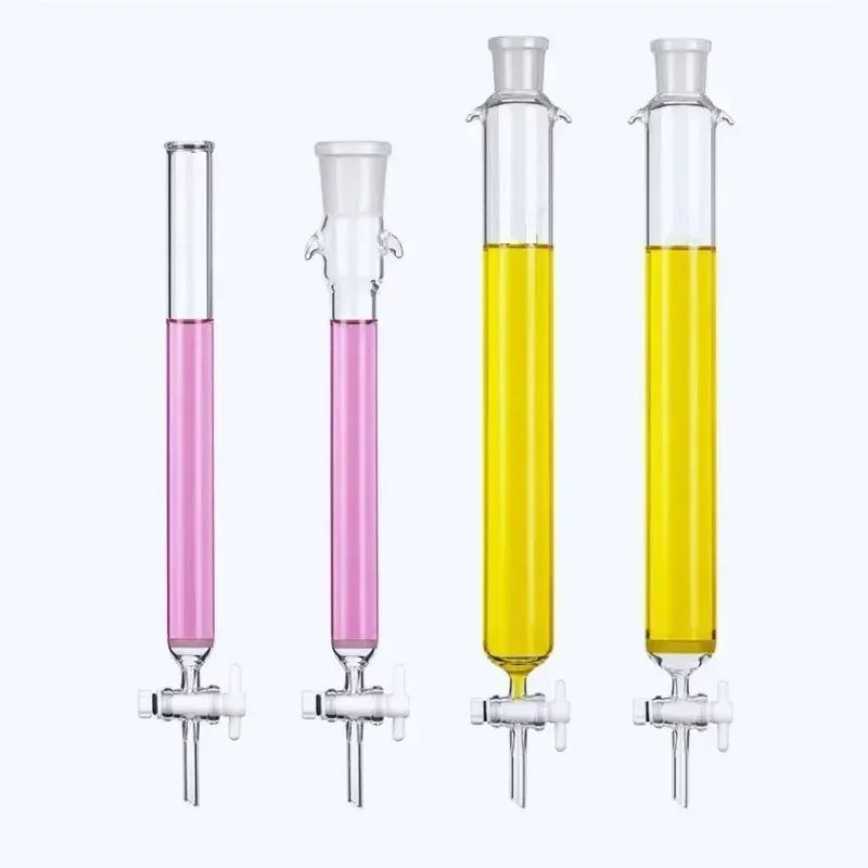 24# Glass Chromatography Column with PTFE Piston Lab Borosilicate Glass Column with Sand Core Standard Joint Laboratory Supplies