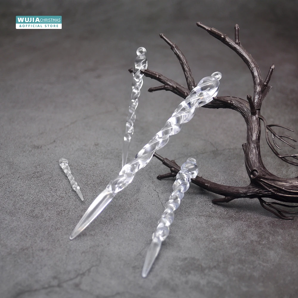 12/24pcs Christmas Clear Simulation Icicle Pendants Xmas Tree Hanging Fake Ice Winter Party New Year Gifts Navidad 5/7.5/10/13cm