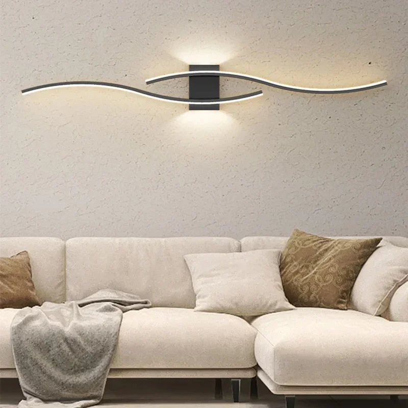 Modern Wall Lamp LED Background Wall Light Black White Gold for Living Room Bedroom Bedside Decorative Lighting Fixture Sconce