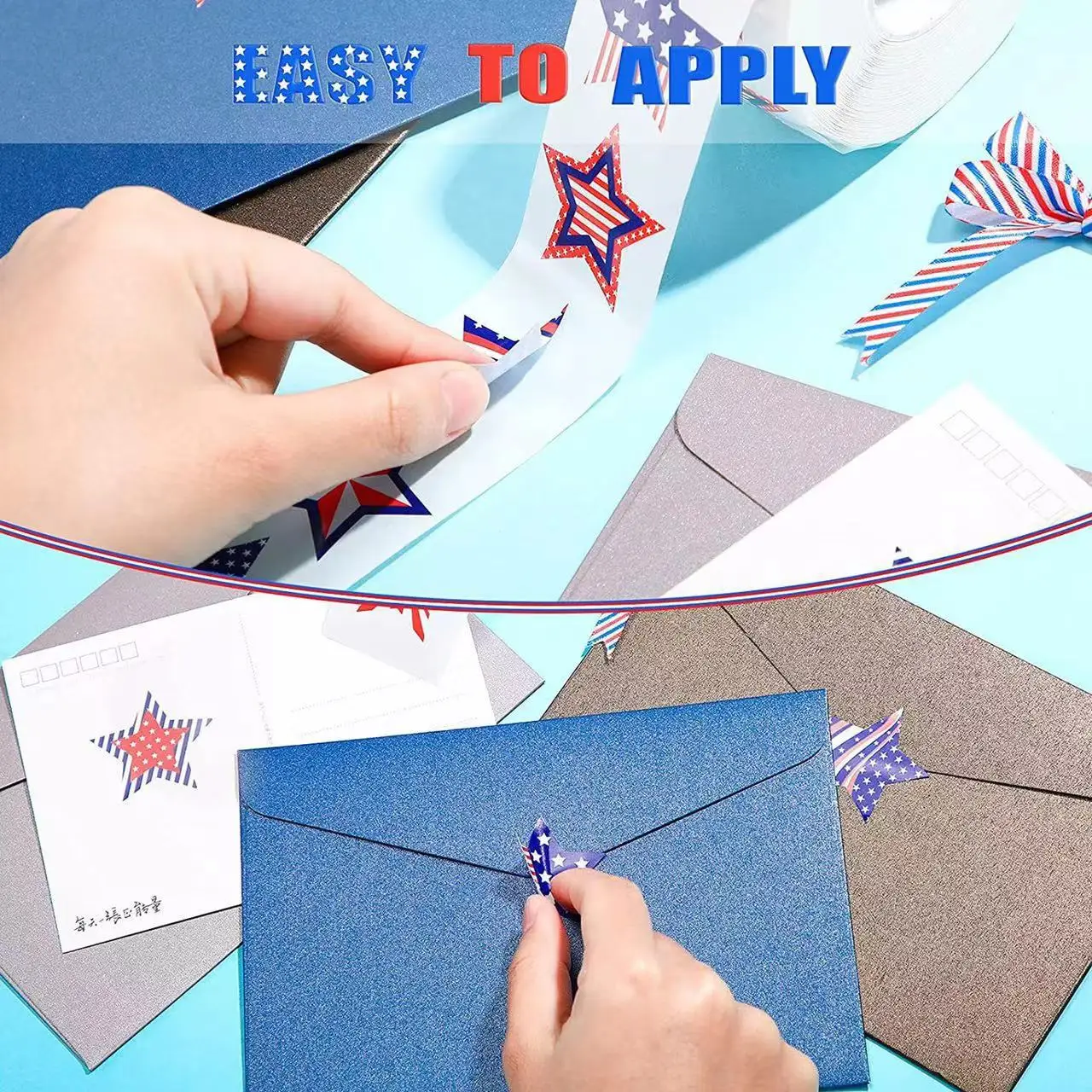 Star-Shaped Flag Sticker for Party Decoration, American Flag Label, 100PCs