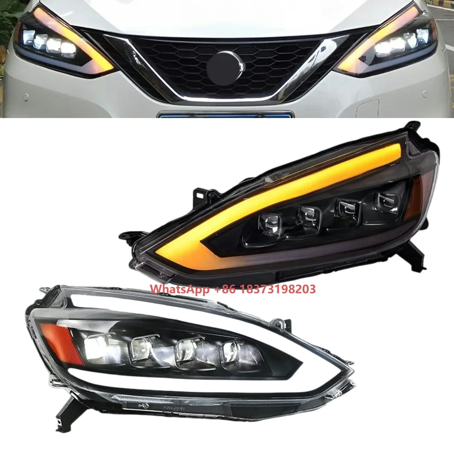 Car Front Lamps Sylphy Sentra 13th 2016-2019 Auto Headlights Assembly Upgrade LED 4 Projector Lens Tool Accessories for Nissan