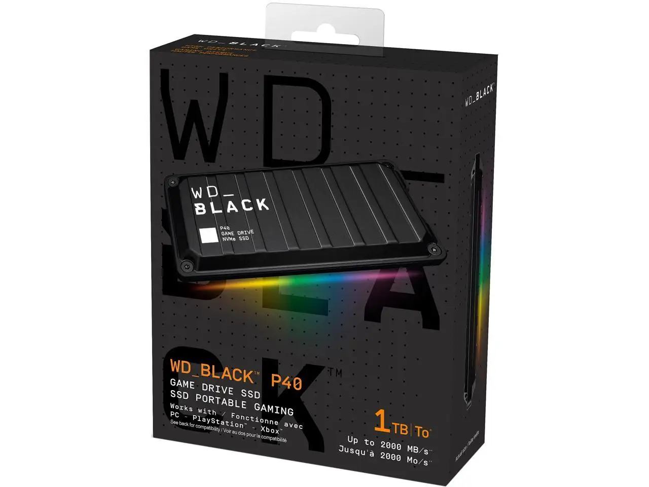 Western Digital-WD Black P40 Disque SSD externe portable, USB 3.2, 2 To, Isabel 2x2, Type-C, Game Drive, SSD, Compatible
